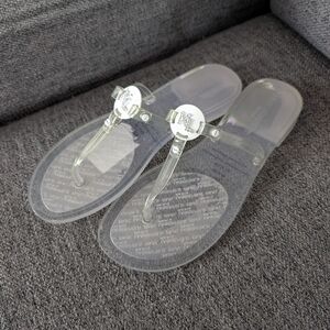 KARL LAGERFELD Embellished Clear Transparent WYLDA Thong Flip-Flop Sandal